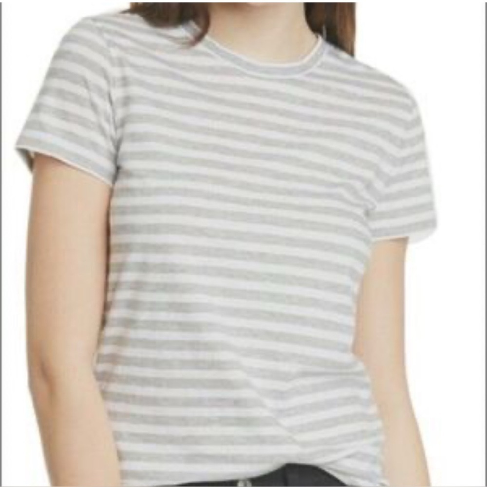 Vince Striped Gray and White Women's Top.  Size-X-Small